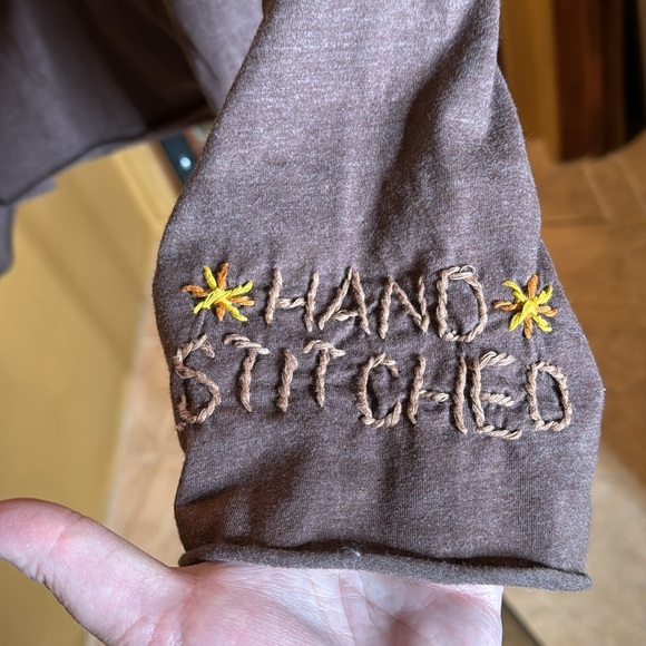 Johnny Was Brown Long Sleeve Tee with Floral Embroidery - Picture 8 of 11